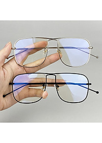 Kính Giả Cận, Gọng Kính Cận Nam Nữ Mắt Vuông To Gọng Bạc Đan Chéo Không Độ Hàn Quốc - BLUE LIGHT SHOP