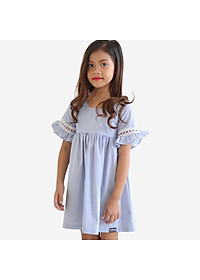 Đầm Bé Gái KIKA Ren Tay K122 - Xanh Nhạt
