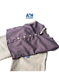 Bộ quần áo ngắn bé trai Sơ mi họa tiết Caro nhí tím - AICDBGAGOLGW - AIN Closet