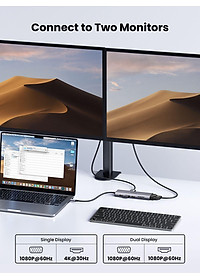 Ugreen UG15601CM498TK USB type C sang 1 x HDMI 4K30hz + 1 x VGA xuất cùng lúc + 1 x RJ45 1Gbps + TF + SD + 3 x USB 3.0 + 1 x 3.5mm NO MIC + 1 x USB-C PD 100W Bộ chuyển 10in1 - HÀNG CHÍNH HÃNG