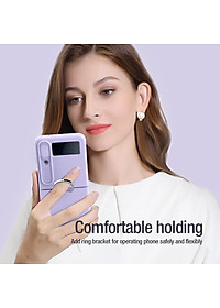 Ốp lưng iRing chống sốc silicon cho Samsung Galaxy Z Flip 4 có nắp đậy bảo vệ Camera hiệu Nillkin Camshield Silky Silicon Case - chống sốc cực tốt, chất liệu cao cấp, trang bị iring đeo tay chống rơi rớt - Hàng nhập khẩu
