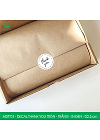 MDTT01 - D2.5cm - 500 Sticker Thank you, decal Thank you tròn dán hộp carton, tem cám ơn, nhãn dán cảm ơn trang trí gói hàng