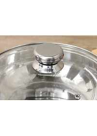 Nồi lẩu xửng hấp inox cao cấp Fivestar 3 đáy từ nắp kính ( tặng 2 vá canh ) - hàng chính hãng