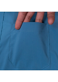 Áo Sơ Mi Nam Công Sở Trung Niên Thương Hiệu Anton Xanh Than Có Túi Ngắn Tay Trơn Vải Cotton - XSN13