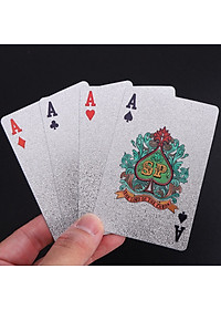 Bài Tây Poker Mạ Si BẠC Cao Cấp Phủ Nhũ BẠC Chính Hãng Amalife – Bộ 54 Lá Bài Pocker Nhựa Dẻo Chống Thấm Nước Chống Gãy Màu Bạc