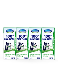 THÙNG 48 HỘP SỮA TƯƠI TIỆT TRÙNG VINAMILK 100% CÓ ĐƯỜNG 180ML