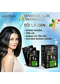 Dầu gội phủ bạc thảo dược cao cấp. Gội là đen LUCKY STAR chiết xuất nhân sâm và thảo mộc tự nhiên. Dầu gội nhuộm tóc giúp tóc đen tự nhiên, khỏe mạnh. Dầu gội đen tóc trong 10 phút ngay tại nhà, phiên bản mới có lược