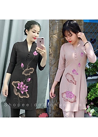 Đồ Lam Đi Chùa # CTân Bà Lai Hoa In # Vải Thun # Quần Áo Nữ # Đồ Bộ Nữ