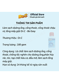 Bột Thông Tắc Đường Ống, Cống Thoát, Chậu Rửa, Vệ Sinh Lồng Giặt Dr.C CHÍNH HÃNG - Be.Easy