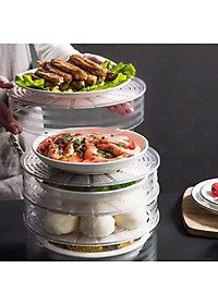 (Loại Tốt) Lồng Bàn Thông Minh 5 Tầng Hàng Chính Hãng KhoNCC - Nhựa PP An Toàn Cho Nhà Bếp - NLM-LBTM5T (Trong Suốt)