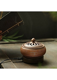 Lò xông - Lư xông trầm điện có hẹn giờ chỉnh nhiệt bằng gốm chịu nhiệt cao cấp hình lưới
