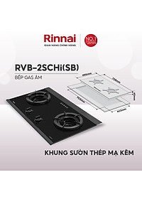 Bếp gas âm đầu đốt trong Rinnai RVB-2SCHi(SB) mặt bếp kính SCHOTT và kiềng bếp gang - Hàng chính hãng
