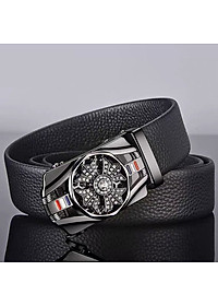 Thắt lưng nam, dây nịt nam khóa tự động dây da cao cấp bền đẹp - Thiết kế mặt xoay 360 đính đá thời thượng DXX89