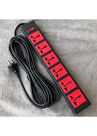 Ổ Cắm 6 Lỗ 3 Chấu Dây 5 Mét Điện Quang ĐQ ESK 5BR 63ECO - Đen Đỏ