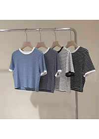 áo thun ngắn croptop sọc ngang mềm mịn cute