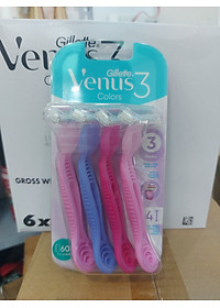 Dao cạo 3 lưỡi Gillette Venus 3 Colors ( vỉ 4 cây)
