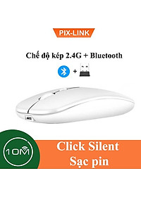 Chuột Bluetooth Không Dây PIX-LINK  P90A Wireless USB Tự Sạc Pin Siêu Mỏng, Chống Ồn - Hàng Chính Hãng