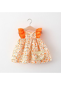 Set đầm xòe bé gái kèm túi đeo chéo xinh xắn, đầm đi biển mùa hè cho bé từ 9-18kg - váy cho bé dễ thương (SD-3759G)