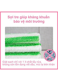 Khăn Lau Sợi Tre MyJae Lau Bếp, Lau Tay Đa Năng 2 Mặt Có Móc Treo 23cm x 18cm (3 Cái/Gói)