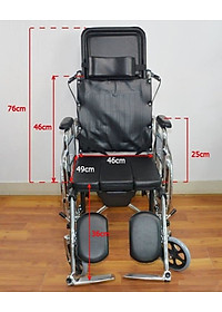 Xe lăn cao cấp đa năng Lucass X607 ngả nằm có bô, thắng và 2 bánh xe chống lật 