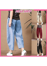 Quần ống rộng, chất liệu Linen, quần kiểu nữ form rộng rãi, thoải mái NeSa Shop QKH.39