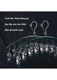 Móc Treo Đồ Lót Khăn Tất 10 Kẹp Inox, Móc Kẹp Phơi Quần Ao Đa Năng Tiết Kiệm Diện Tích, Chất Liệu Không Gỉ - HÀNG CHÍNH HÃNG MINIIN