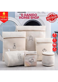 SET 6 túi giặt siêu dày 3 lớp cao cấp - Combo 6 túi lưới bảo vệ quần áo dùng cho máy giặt 3 lớp siêu bền tiện dụng chính hãng D Danido