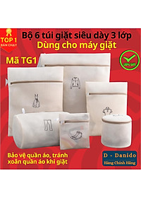 SET 6 túi giặt siêu dày 3 lớp cao cấp - Combo 6 túi lưới bảo vệ quần áo dùng cho máy giặt 3 lớp siêu bền tiện dụng chính hãng D Danido