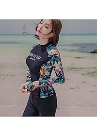 Bộ bơi nữ 3 chi tiết chống nắng toàn thân, áo bơi dài tay + quần sooc đùi + quần bơi dài, chất thun bơi Lycra cao cấp | KT023