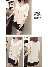 áo len nữ đẹp, áo len nữ 2 túi dáng cardigan