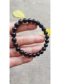 Vòng tay nữ thạch anh tóc đen dầy kín tự nhiên size hạt 8mm màu đen đậm bóng đẹp hợp mệnh thủy mệnh Mộc đeo đẹp may mắn hợp mệnh tuổi tốt sức khỏe công việc ạ