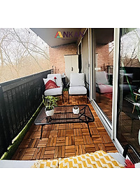 Vỉ Gỗ Lót Sàn Ban Công Thương Hiệu ANKAN Màu Nâu Vàng Loại 12 Nan, Ván Gỗ Lót Sàn Ngoài Trời, Sân Vườn, Hồ Bơi, Phòng Spa, Siêu Bền, Chịu Nước Tốt, Chống Trơn Trượt, Tiêu Chuẩn Xuất Khẩu (1 Vỉ)