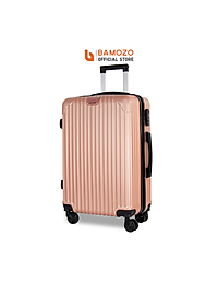 Vali du lịch BAMOZO 8801 MÀU VÀNG HỒNG size 20/24, vali kéo nhựa được bảo hành 5 năm.