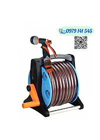 Bộ Vòi Phun Nước Tưới Cây, Rửa Xe VA213 gồm: Vòi Phun Tưới Tăng Áp + Khung Lô Cuốn Ống Dây + Phụ Kiện Khớp nối+ 20-25m Dây Dẫn Nước kết cấu 3 lớp chống xoắn, vòi phun đa năng chất lượng cao/ Hồng Thanh Garden