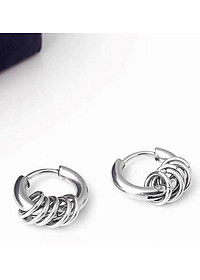 Bộ Bông tai nam inox khuyên tròn 12mm BT321 (Màu Bạc) - 2 chiếc