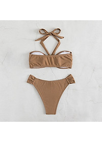 Bikini đồ bơi nữ 2 mảnh dây đeo cổ Bassi tam giác quần lọt khe