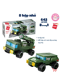 Đồ chơi lắp ráp xếp hình 8 trong 1 chủ đề quân sự Qman 42301 - Xe tăng quân sự (642 chi tiết)