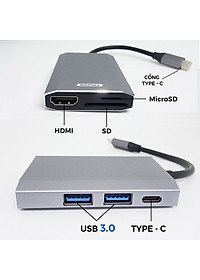 Hub chuyển đổi Remax RU-U30 6 in 1 cổng Type C ra USB 3.0 + HDMI + Đầu đọc thẻ nhớ - Hàng nhập khẩu