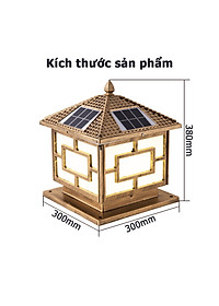 Bộ 2 cái đèn trụ cổng khung nhôm 30x30x38cm năng lượng mặt trời