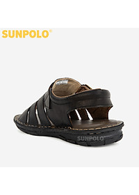 Xăng Đan Quai Ngang, Giày Sandal Nam Da Bò SUNPOLO SDA006 (Đen)