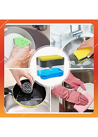 Hộp Đựng Nước Rửa Chén Kèm Vòi Bơm Thông Minh Tặng Kèm Miếng Rửa Chén Bọt Biển Và 5 Khăn Lau Chén PaKaSa - Chính Hãng 