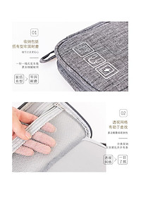 Túi đựng phụ kiện công nghệ đựng pin sạc dự phòng, điện thoại, cáp sạc usb, tai nghe có quai cầm, [Loại cao cấp - Màu Đen] Túi Đựng Phụ Kiện Công Nghệ Có Quai Cầm, Chống Nước - Hàng Chính Hãng dododios