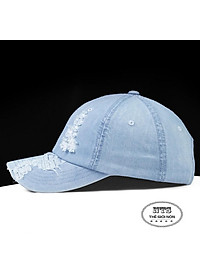 mũ lưỡi trai thời trang, nón jeans rách thời trang cá tính - màu xanh