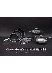 [Hàng chính hãng] Chảo xào/ đa năng sâu lòng inox iMat Hybrid Blackcube 26cm, Phủ chống dính Daikin-Nhật Bản thế hệ mới