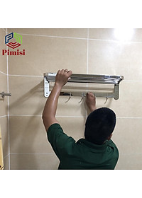 Giá Treo Khăn Tắm Inox 304 Pimisi Có Móc Áo Quần, Với Vắt Khăn Giàn Gấp Gọn Đa Năng Và Thanh Đơn Treo Khăn Mặt Kèm Đinh Ốc Vít Nở Gắn Tường Bằng Khoan Trong Nhà Vệ Sinh | Hàng Chính Hãng