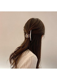 Kẹp Tóc Càng Cua Đính Ngọc Trai Nhân Tạo Phong Cách Hồng Kông Thâp Niên 90s