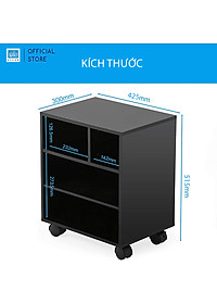 Kệ Gỗ Văn Phòng Để Tài Liệu, Máy In, Có Bánh Xe Di Chuyển SIB Decor KG41