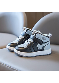 Giày thể thao bé trai 1 - 5 tuổi cổ cao lót lông ấm áp kiểu snearker cá tính GE93