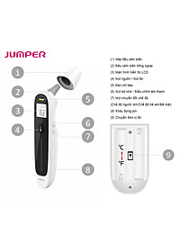 Nhiệt kế điện tử hồng ngoại không tiếp xúc, đo trán và tai 4 in 1 Jumper JPD-FR302  (FDA Hoa Kỳ + xuất USA)