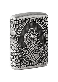 Bật Lửa Zippo 49160 – Zippo Armor St. Christopher Medal Design Antique Silver